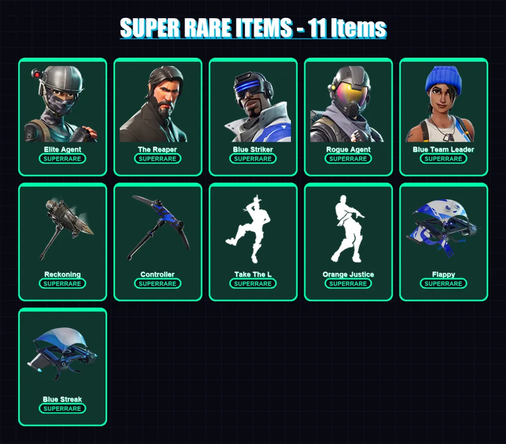 [PC/XBOX/PSN] | Elite Agent | The Reaper | Blue Striker | Rogue Agent | Blue Team Leader | 28 skin | 17 pickaxe | 21 emote | 20 glider | Lv198 — Fortnite account