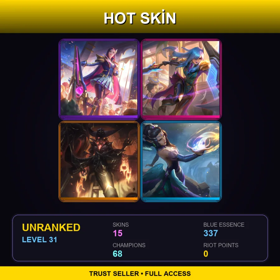 VN | Lv31 | Unranked | 15 Skin | 68 Champ — LoL account