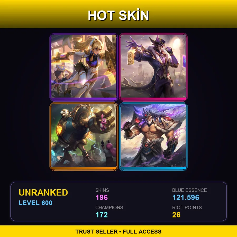 LAN | Lv600 | Unranked | 196 Skin | 172 Champ — Musketeer Twisted Fate