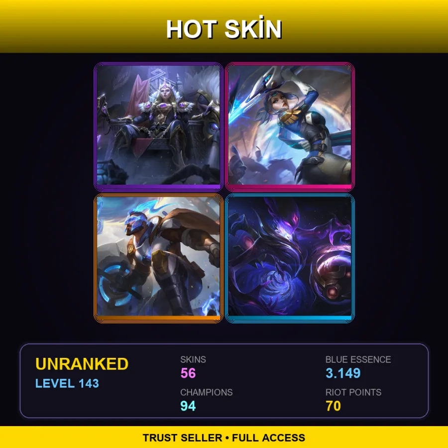 EUW | Lv143 | Unranked | 56 Skin | 94 Champ — Battle Principal Yuumi