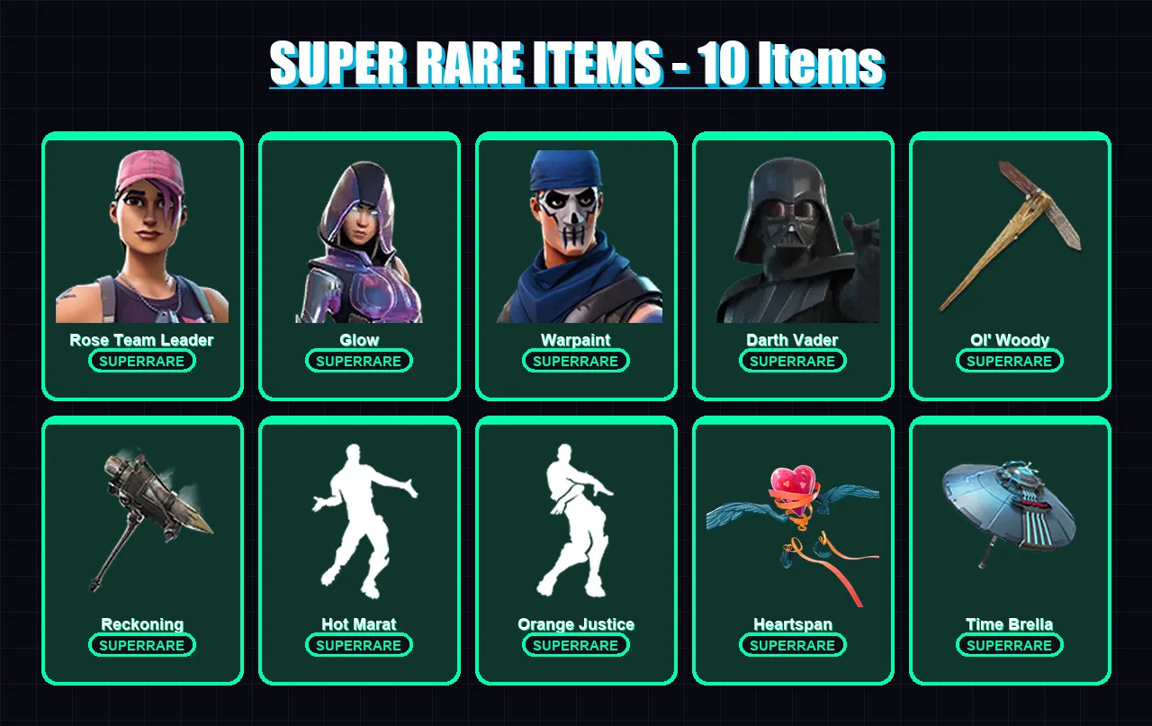 [PS4/PS5/XBOX/PC] | Rose Team Leader | Glow | Warpaint | Darth Vader | Drift | 142 skin | 132 pickaxe | 111 emote | 141 glider | Lv2042