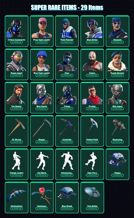 [PS4/PS5/XBOX/PC] | Carbon Commando | Rose Team Leader | Point Patroller | 215 skin | Lv1172