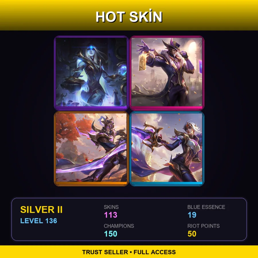 EUW | Lv136 | Silver II | 113 Skin | 150 Champ