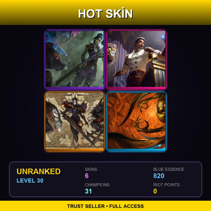 LAN | Lv30 | Unranked | 6 Skin | 31 Champ