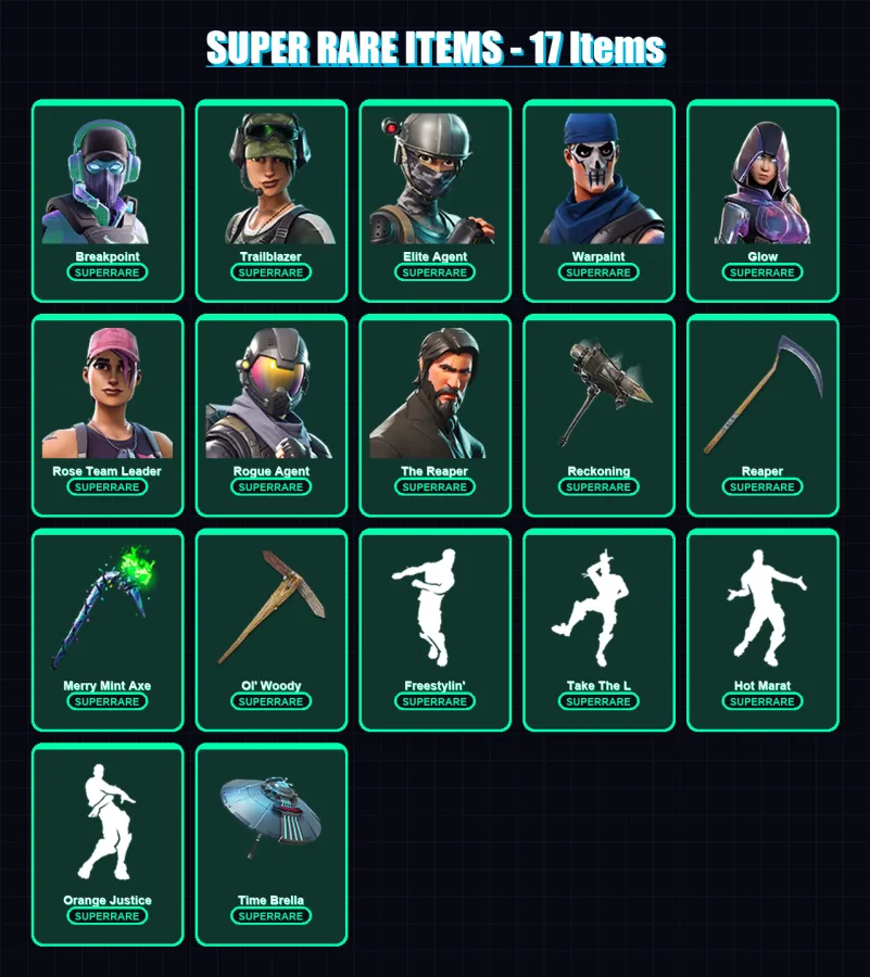 [PC/PSN] | Breakpoint | Trailblazer | Elite Agent | Warpaint | Glow | 121 skin | 91 pickaxe | 100 emote | 77 glider | Lv1304