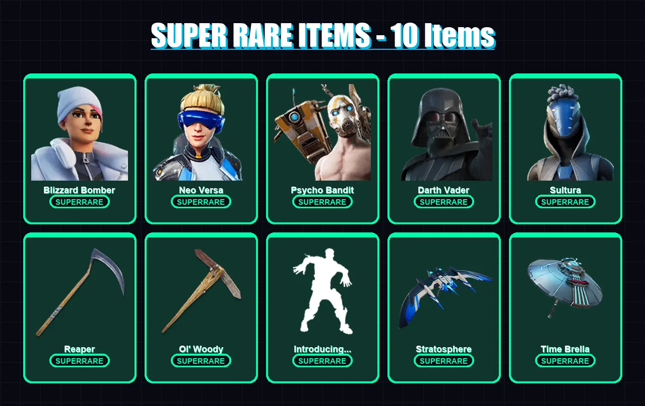 [PS4/PS5/XBOX/PC] | Blizzard Bomber | Neo Versa | Psycho Bandit | Darth Vader | Sultura | 202 skin | 252 pickaxe | 169 emote | 195 glider | Lv3138