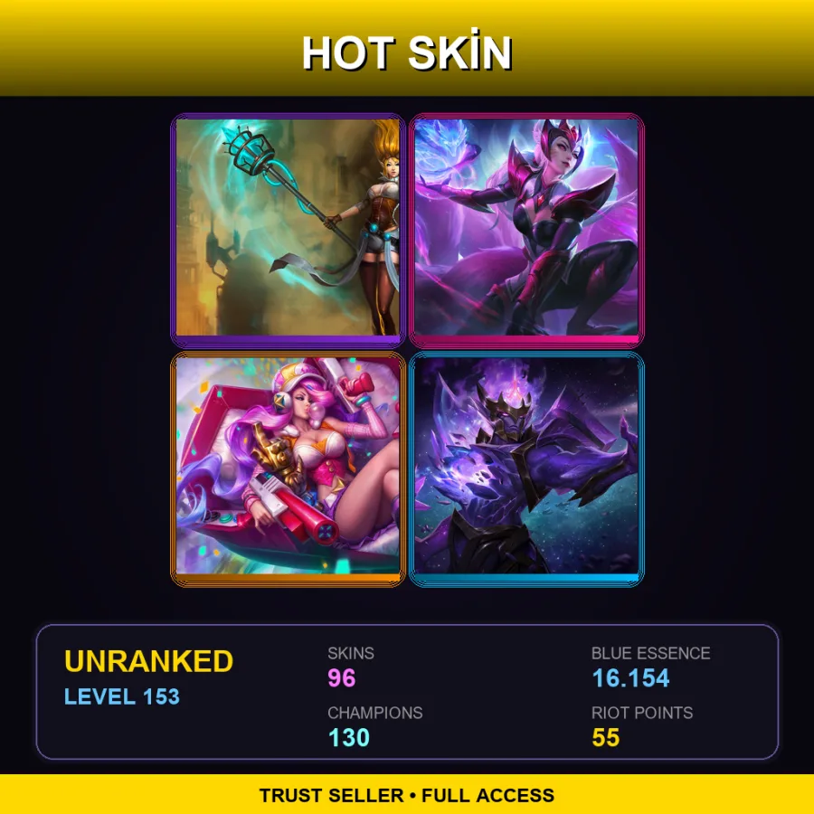 EUNE | Lv153 | Unranked | 96 Skin | 130 Champ