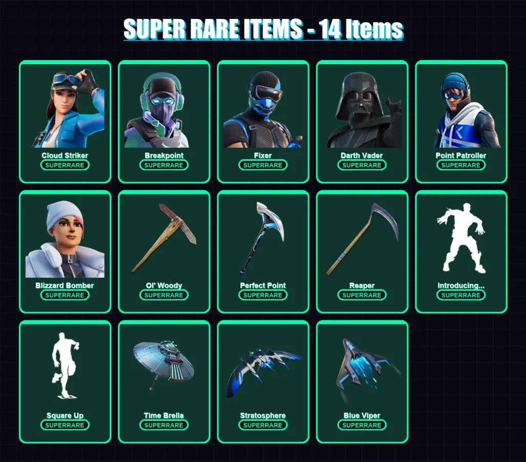 [PC/XBOX] | Cloud Striker | Breakpoint | Fixer | Darth Vader | Point Patroller | 281 skin | 317 pickaxe | 193 emote | 215 glider | Lv3434