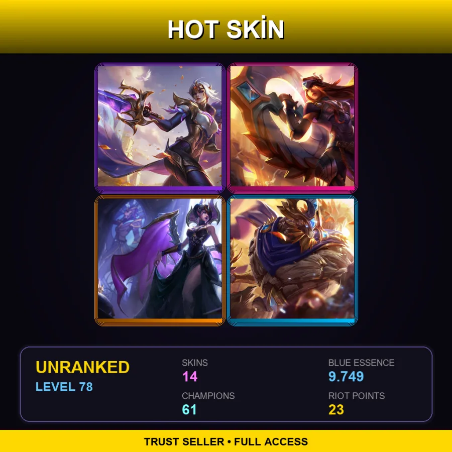 NA | Victorious Fiora | Victorious Sivir | Victorious Morgana | Victorious Maokai | 14 Skin | 61 Champ | Lv78