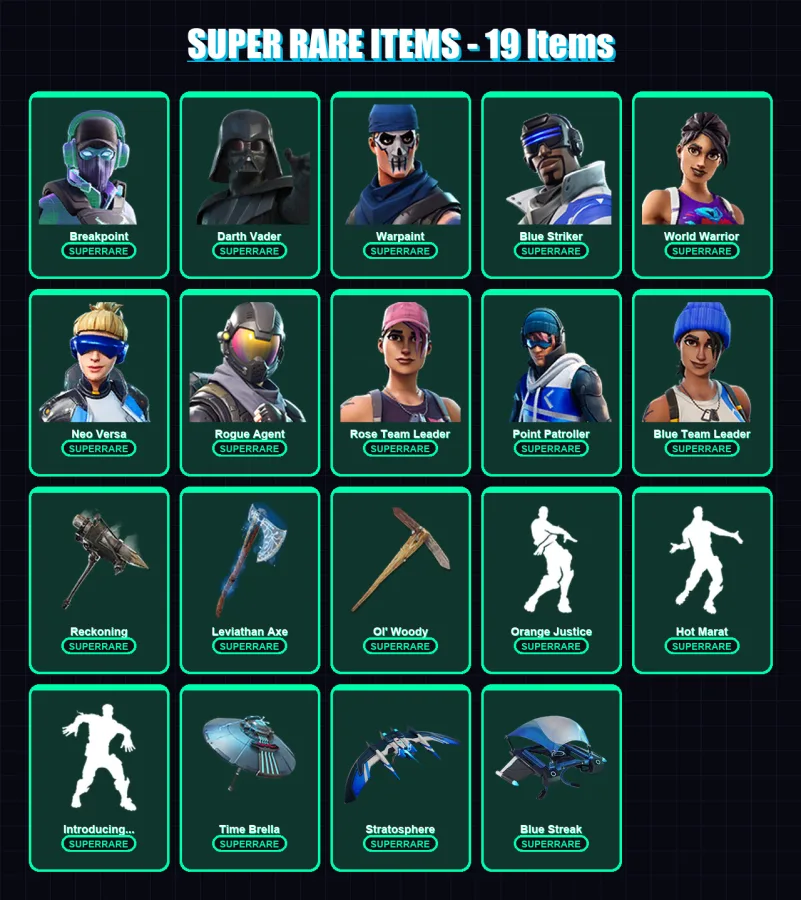 [PC/XBOX] | Breakpoint | Darth Vader | Warpaint | Blue Striker | World Warrior | 261 skin | 226 pickaxe | 161 emote | 188 glider | Lv2719
