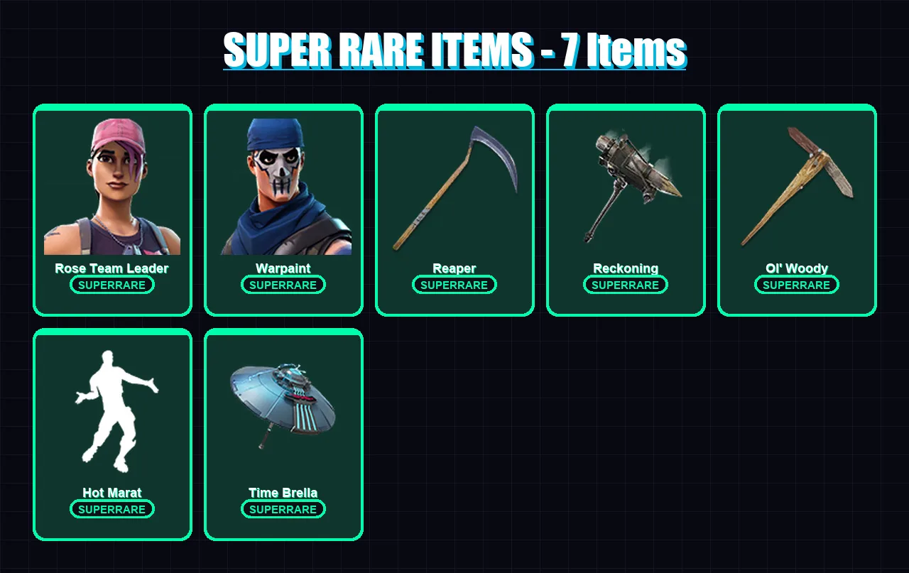 [PC/XBOX] | Rose Team Leader | Warpaint | Lynx | Calamity | Raven | 44 skin | 56 pickaxe | 50 emote | 48 glider | Lv675