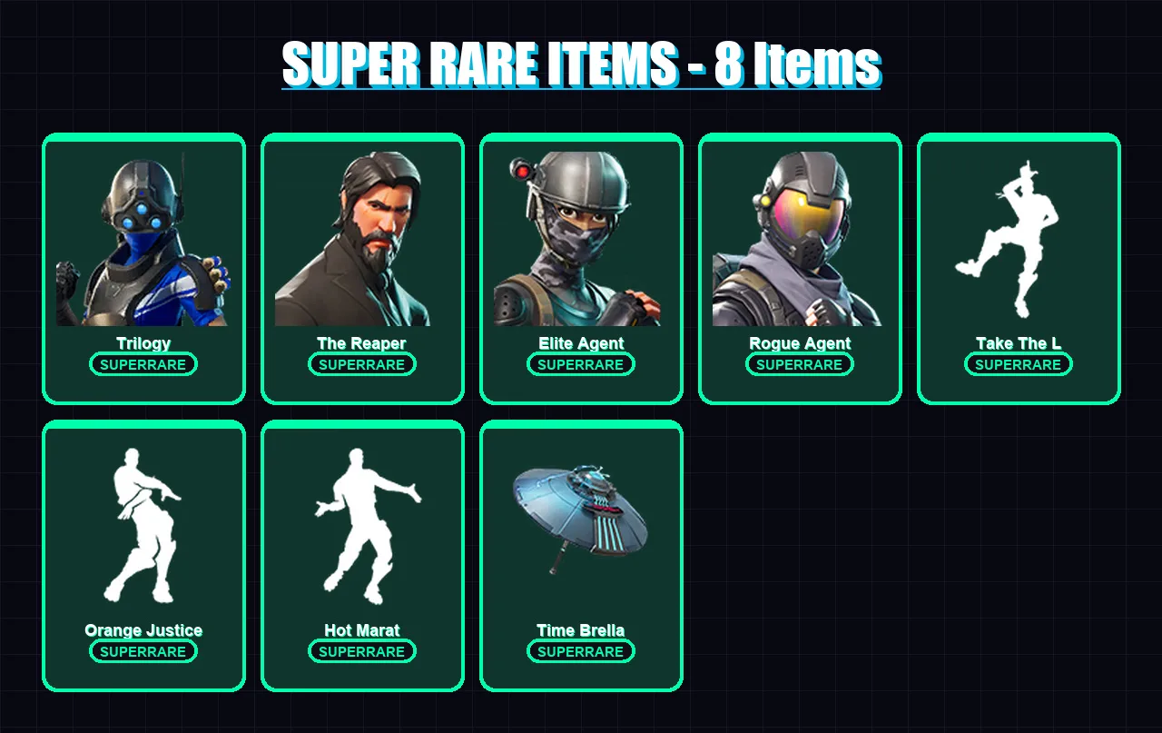 [PS4/PS5/XBOX/PC] | Trilogy | The Reaper | Elite Agent | Rogue Agent | Glimmer | 21 skin | 30 pickaxe | 47 emote | 41 glider | Lv738