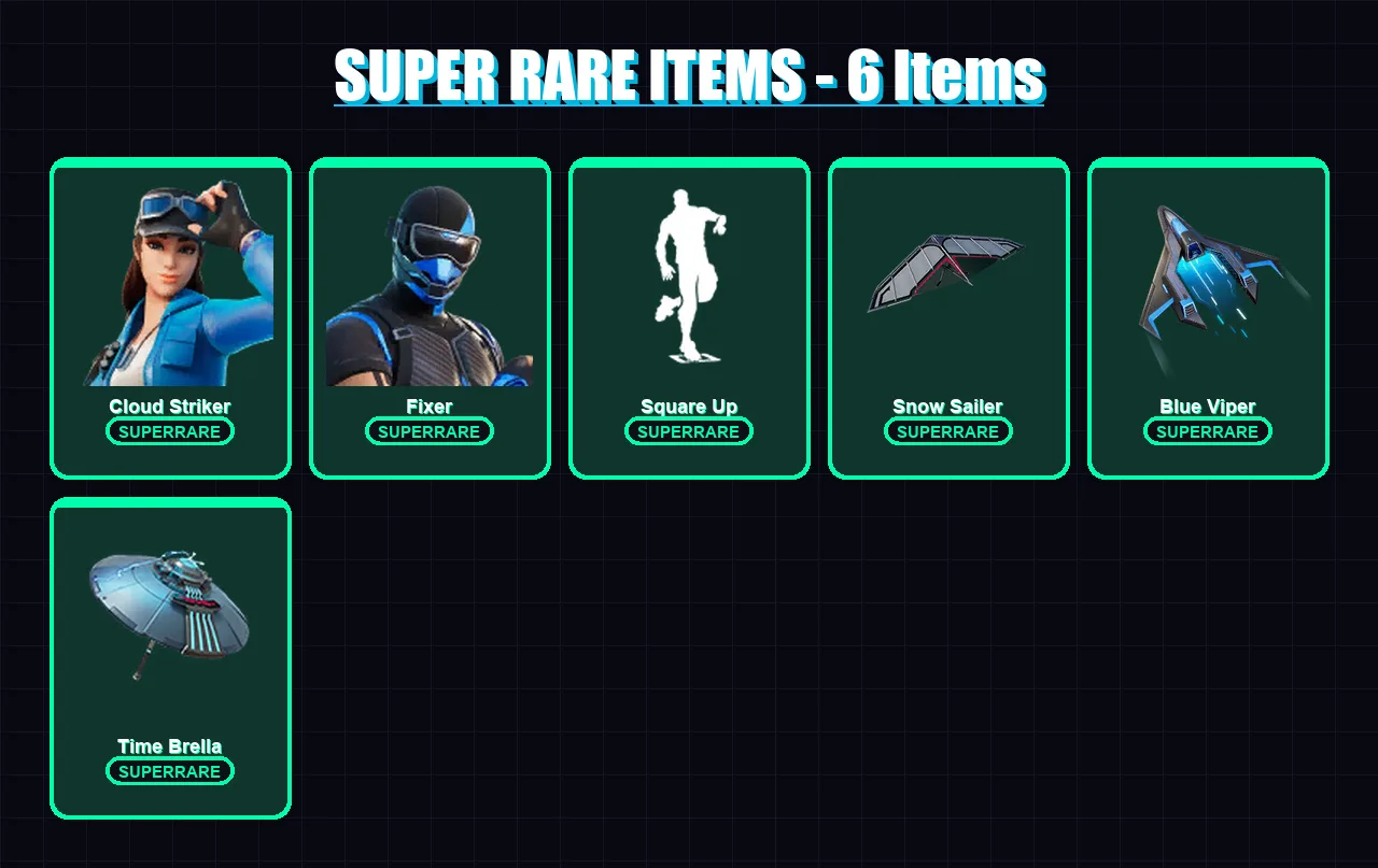 [PS4/PS5/XBOX/PC] | Cloud Striker | Fixer | Trailblazer Tai | Pig the Butcher | Dark Bomber | 15 skin | 39 pickaxe | 29 emote | 34 glider | Lv426