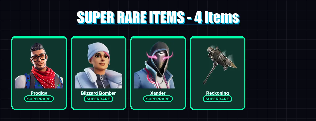 [PS4/PS5/XBOX/PC] | Prodigy | Blizzard Bomber | Xander | Hybrid | Deadpool | 56 skin | 62 pickaxe | 87 emote | 77 glider | Lv1075