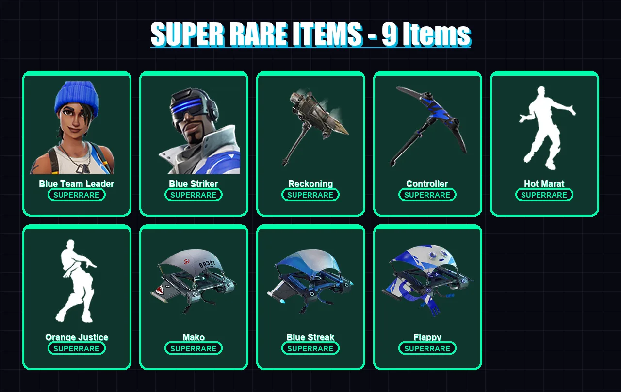 [PS4/PS5/XBOX/PC] | Blue Team Leader | Blue Striker | Drift | Valor | Omega | 28 skin | 18 pickaxe | 27 emote | 27 glider | Lv471