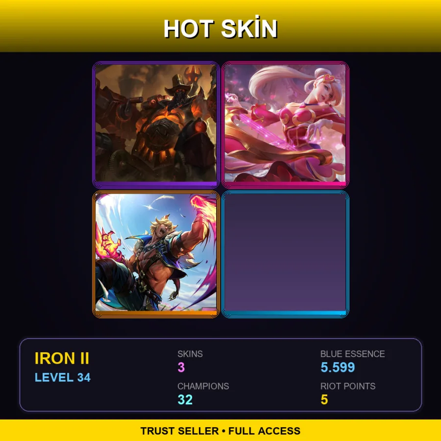 TR | Lv34 | Iron II | 3 Skin | 32 Champ — LoL account