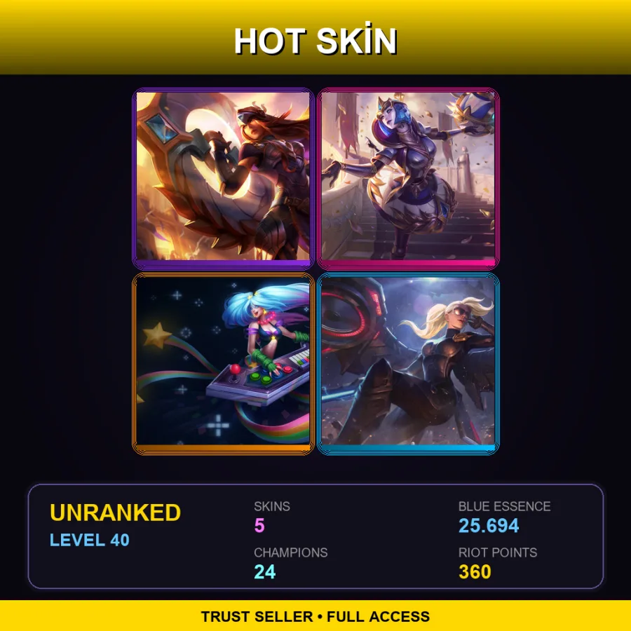 EUW | Lv40 | Unranked | 5 Skin | 24 Champ