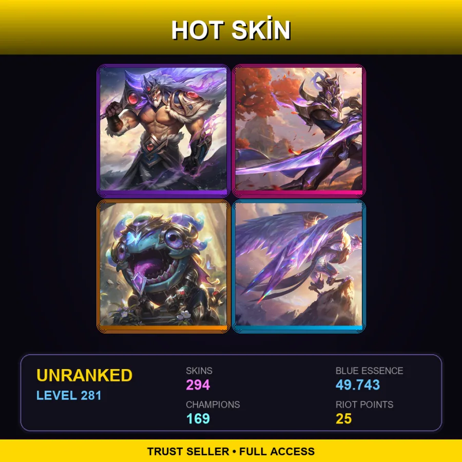 SG | Victorious Tryndamere | Victorious Master Yi | Victorious Kog'Maw | Victorious Anivia | 294 Skin | 169 Champ | Lv281