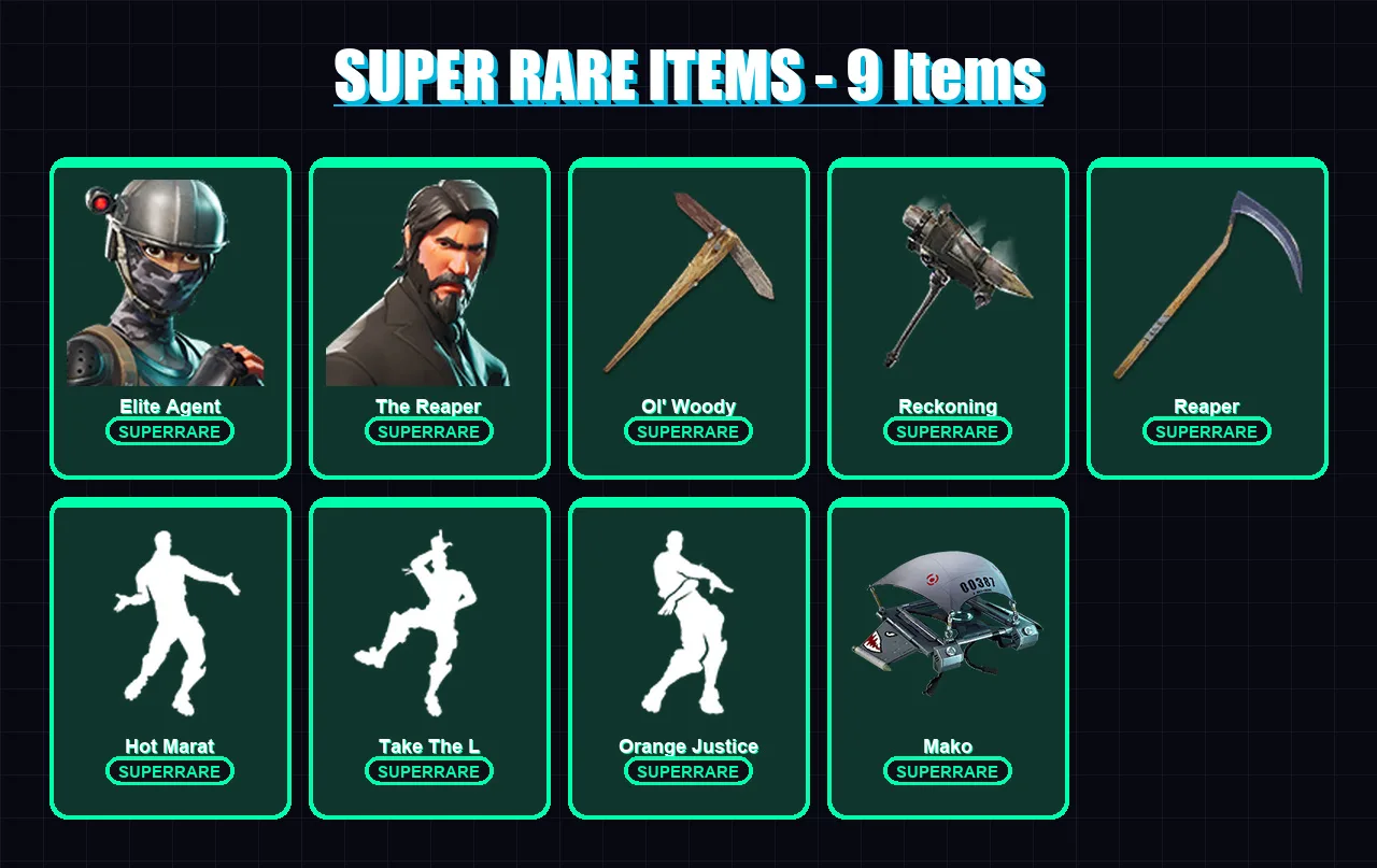[PC/XBOX/PSN] | Elite Agent | The Reaper | Frozen Love Ranger | Blackheart | Frozen Raven | 100 skin | 107 pickaxe | 94 emote | 85 glider | Lv1199