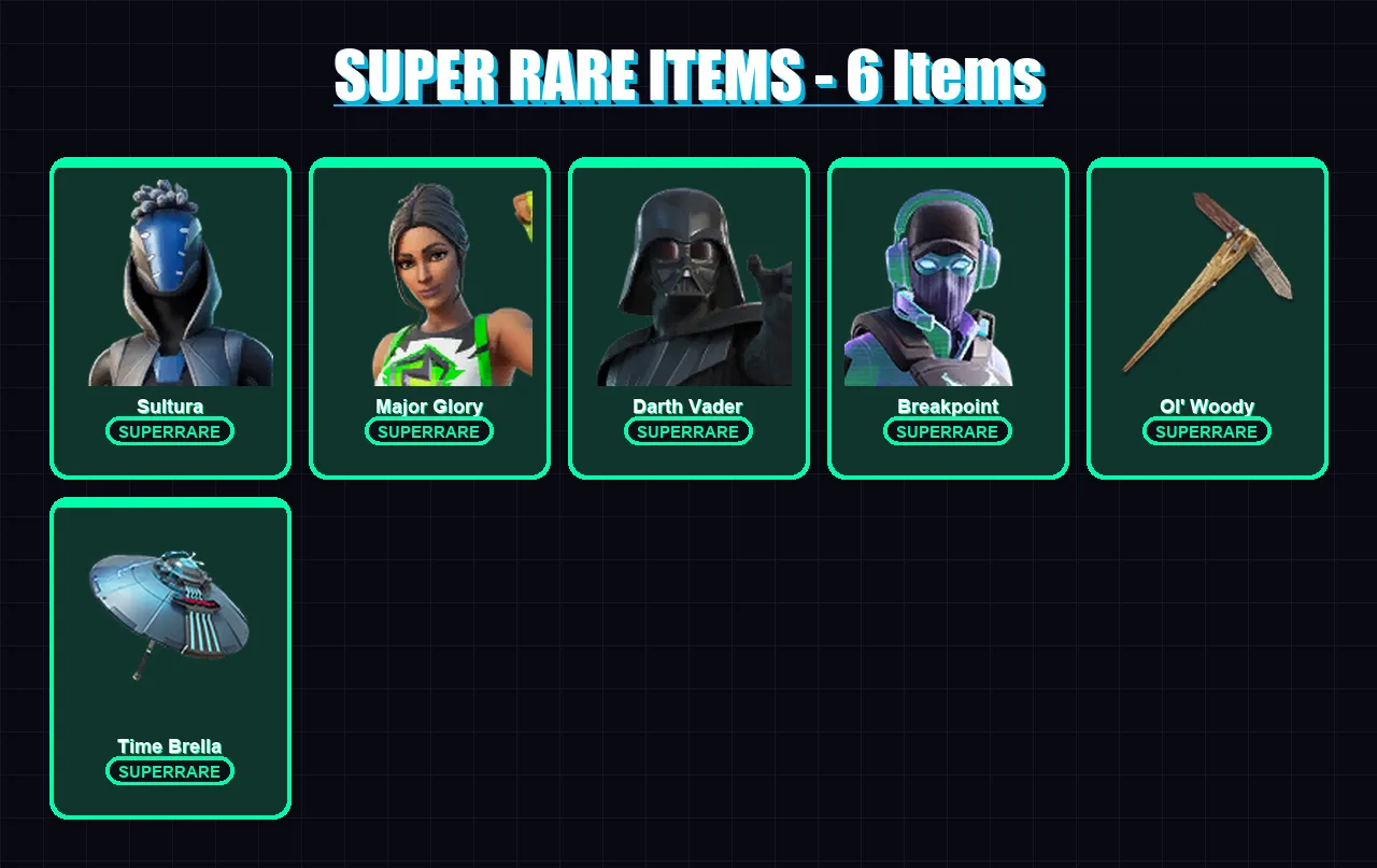 [PC/XBOX/PSN] | Sultura | Major Glory | Darth Vader | Breakpoint | Kado Thorne | 170 skin | 235 pickaxe | 162 emote | 167 glider | Lv3551