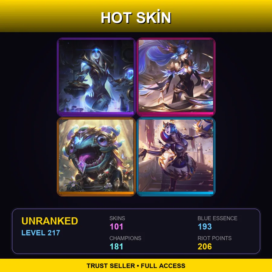 EUNE | Lv217 | Unranked | 101 Skin | 181 Champ
