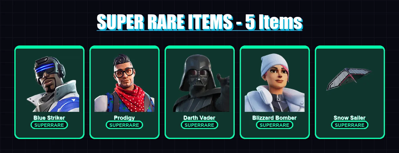 [PS4/PS5/XBOX/PC] | Blue Striker | Prodigy | Darth Vader | Blizzard Bomber | The Imagined | 51 skin | 72 pickaxe | 39 emote | 47 glider | Lv570