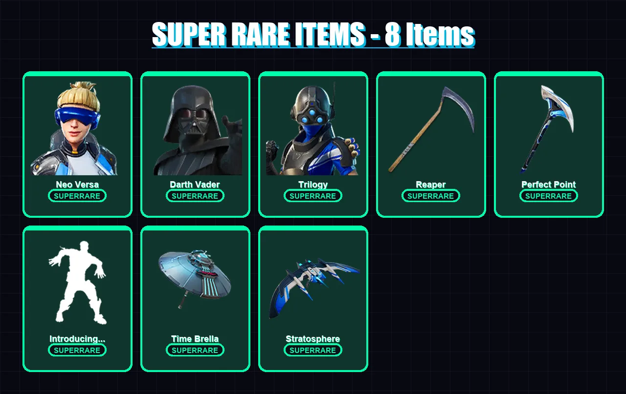 [PC/XBOX] | Neo Versa | Darth Vader | Trilogy | Twyn | Raz | 179 skin | 192 pickaxe | 136 emote | 148 glider | Lv2508