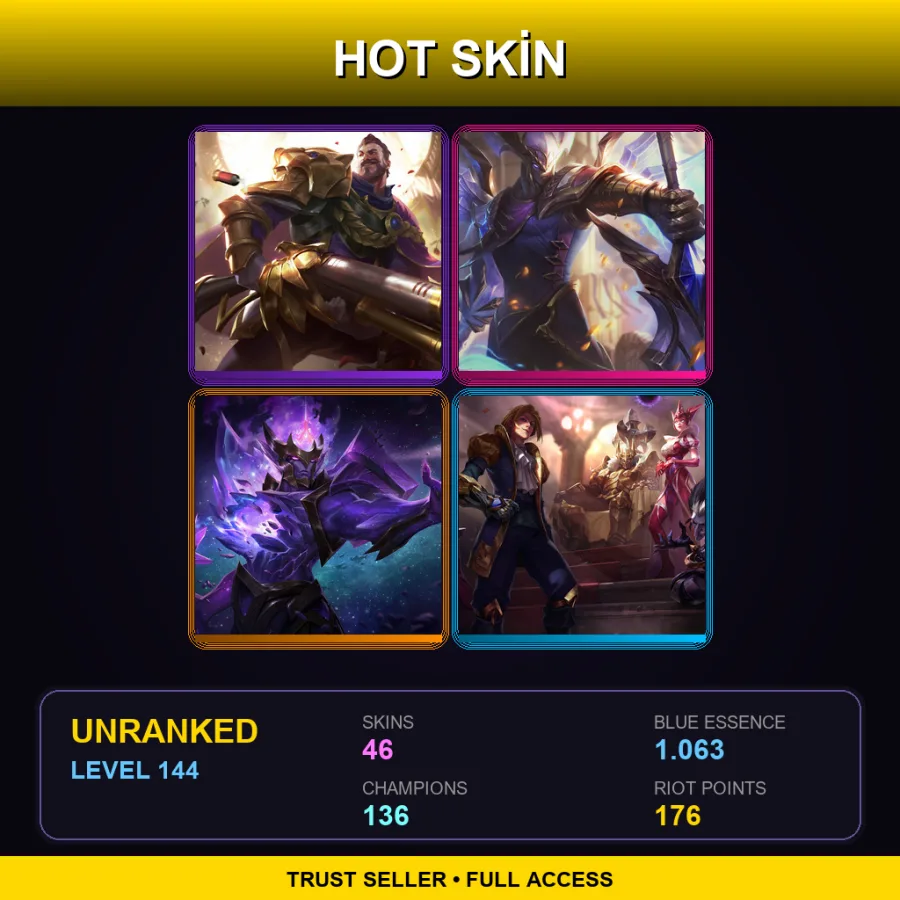 BR | Lv144 | Unranked | 46 Skin | 136 Champ — LoL account