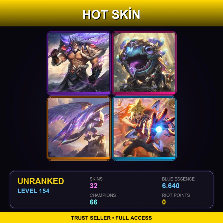 LAN | Lv154 | Unranked | 32 Skin | 66 Champ — Unranked / Smurf League of Legends