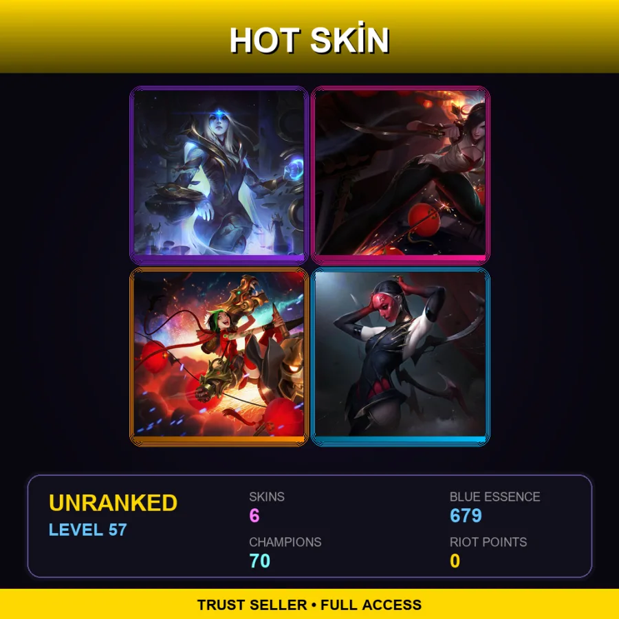 NA | Lv57 | Unranked | 6 Skin | 70 Champ — Firecracker Jinx