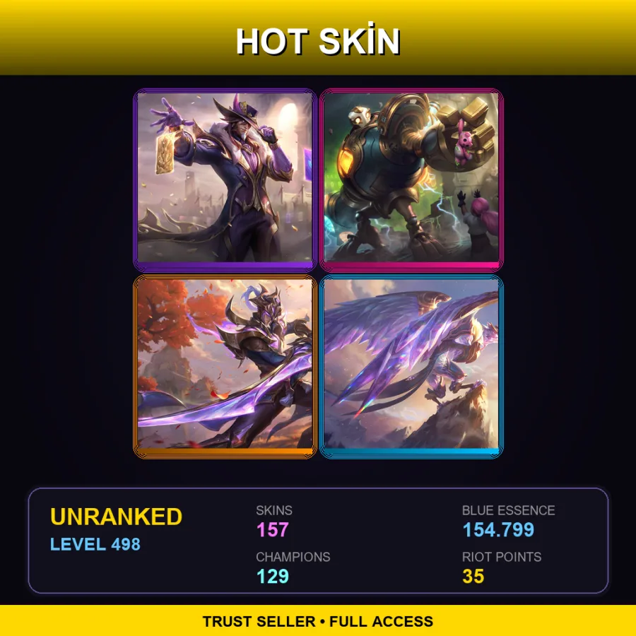LAS | Lv498 | Unranked | 157 Skin | 129 Champ
