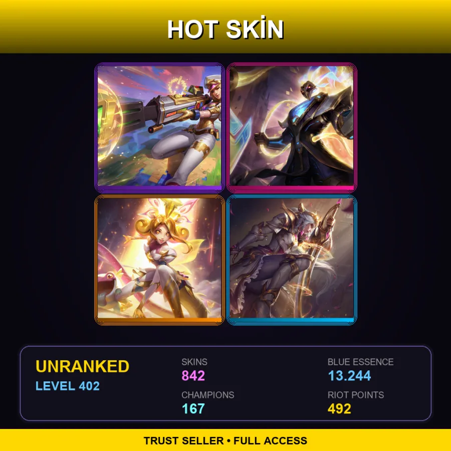 VN | Lv402 | Unranked | 842 Skin | 167 Champ — LoL account