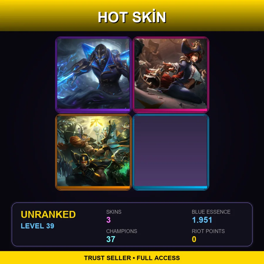 TW | Lv39 | Unranked | 3 Skin | 37 Champ — LoL account