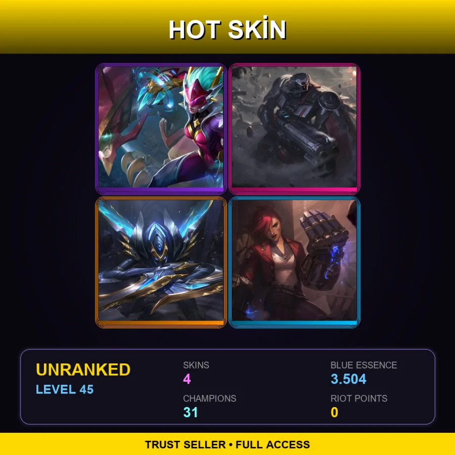 EUW | Lv45 | Unranked | 4 Skin | 31 Champ