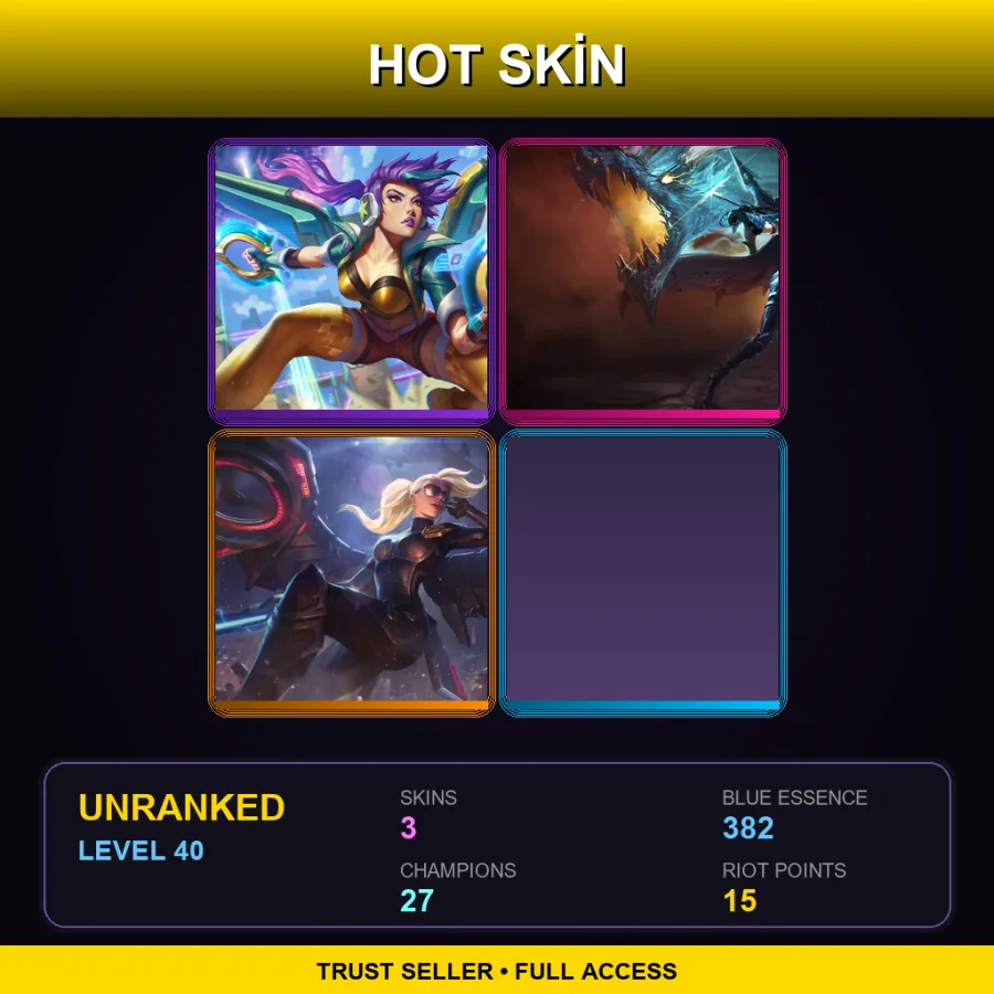 LAS | Lv40 | Unranked | 3 Skin | 27 Champ — LoL account
