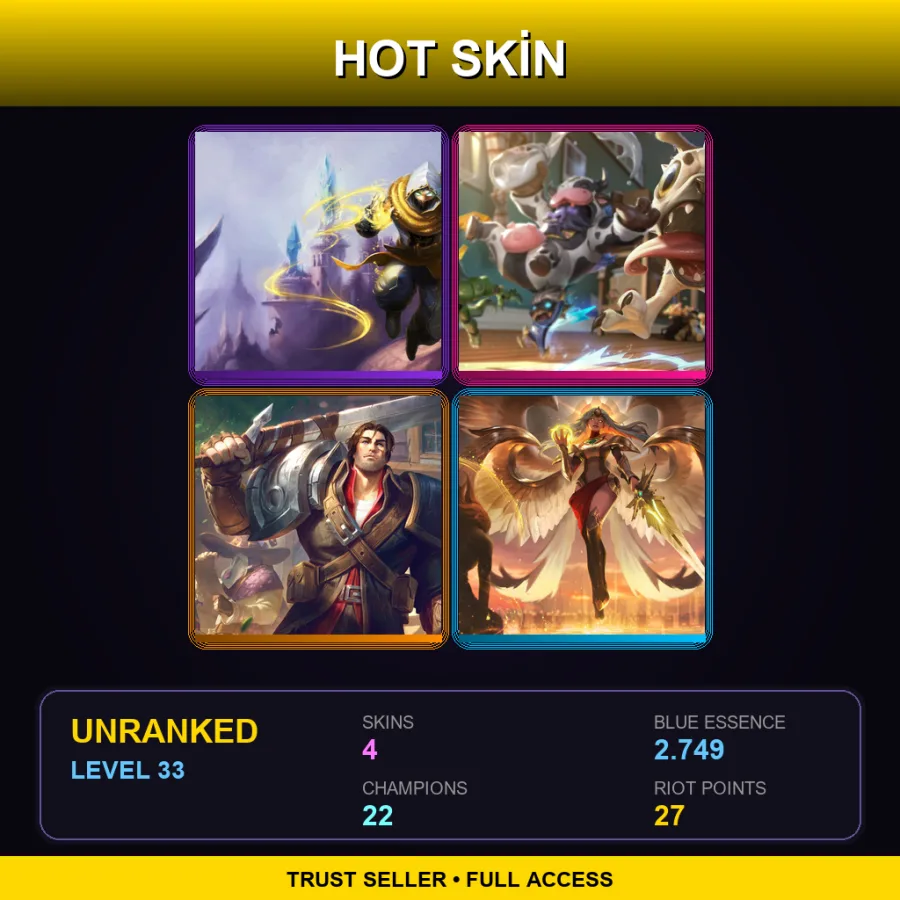 EUW | Lv33 | Unranked | 4 Skin | 22 Champ
