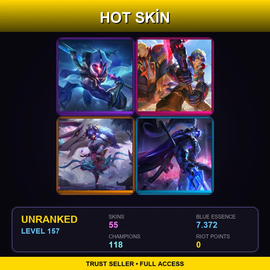 VN | Lv157 | Unranked | 55 Skin | 118 Champ with Ashe