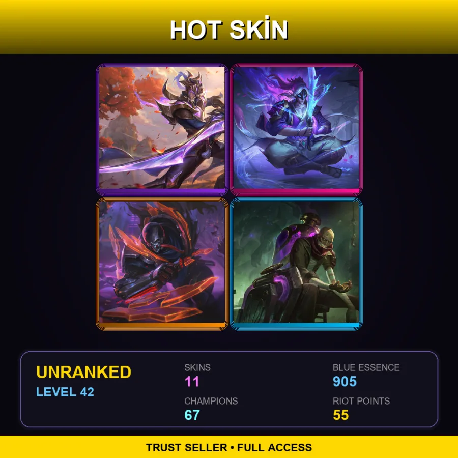SG | Victorious Master Yi | Spirit Blossom Master Yi | PROJECT: Pyke | Arcane Shimmer Lab Singed | 11 Skin | 67 Champ | Lv42