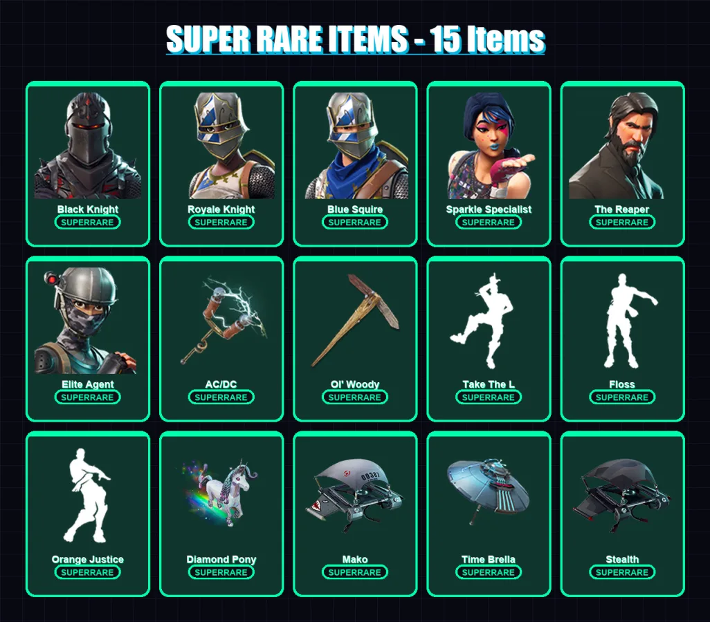 [PC] | Black Knight | Royale Knight | Blue Squire | Sparkle Specialist | The Reaper | 211 skin | 164 pickaxe | 108 emote | 92 glider | Lv925