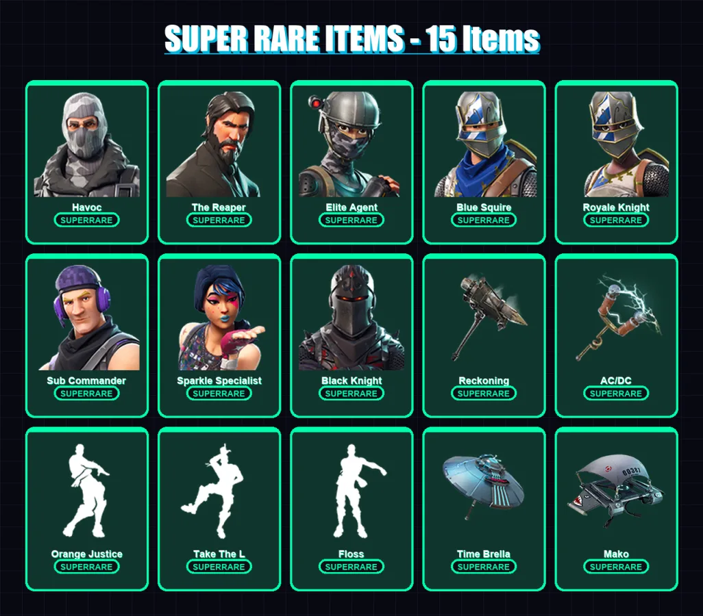 [PC/XBOX/PSN] | Havoc | The Reaper | Elite Agent | Blue Squire | Royale Knight | 66 skin | 77 pickaxe | 70 emote | 83 glider | Lv1352