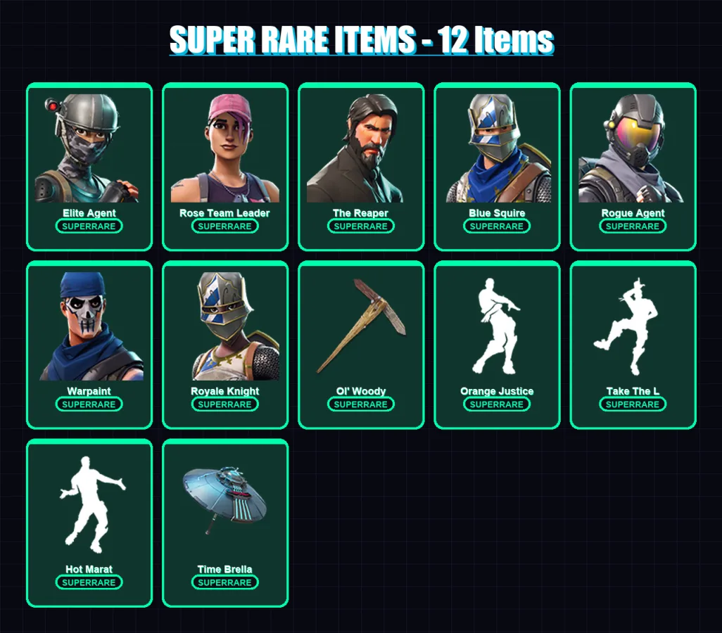 [PC/XBOX/PSN] | Elite Agent | Rose Team Leader | The Reaper | Blue Squire | Rogue Agent | 64 skin | 83 pickaxe | 73 emote | 88 glider | Lv1576