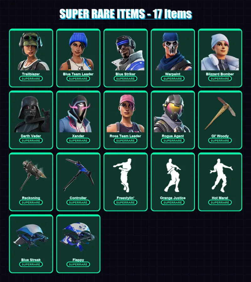 [PC] | Trailblazer | Blue Team Leader | Blue Striker | Warpaint | Blizzard Bomber | 136 skin | 134 pickaxe | 112 emote | 115 glider | Lv1416