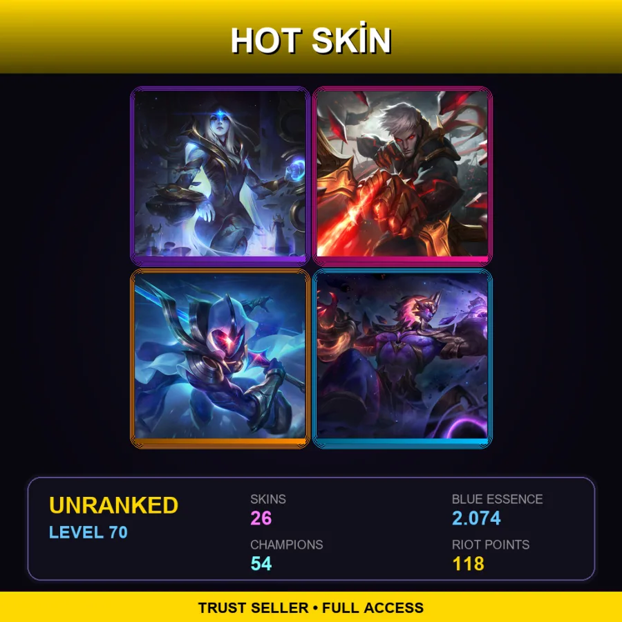 EUNE | Lv70 | Unranked | 26 Skin | 54 Champ — Unranked / Smurf League of Legends