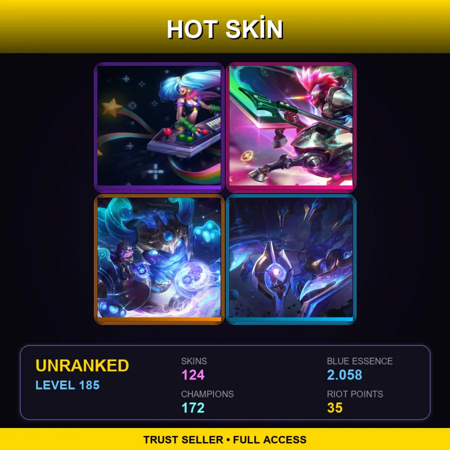 LAN | Lv185 | Unranked | 124 Skin | 172 Champ