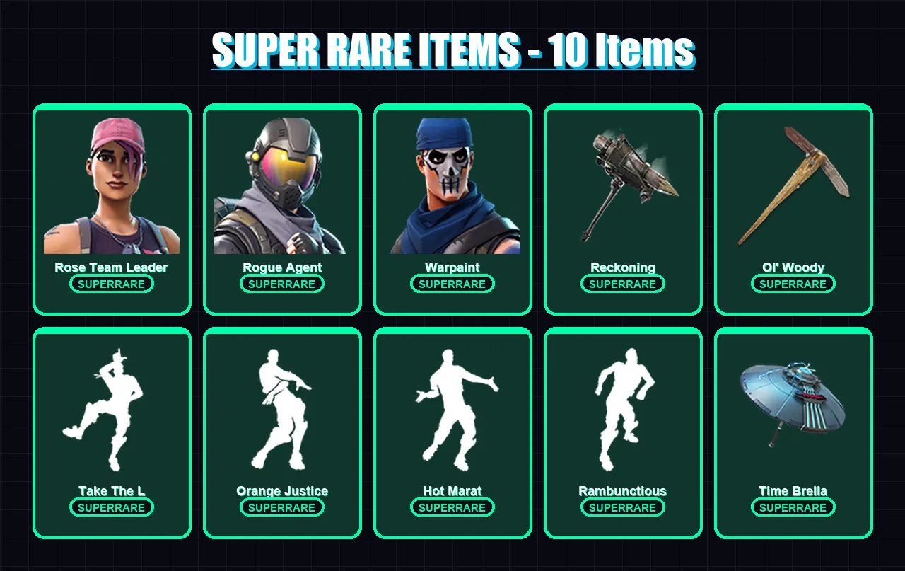 [PC/XBOX/PSN] | Rose Team Leader | Rogue Agent | Warpaint | Hades | The Prisoner | 181 skin | 204 pickaxe | 218 emote | 202 glider | Lv3985