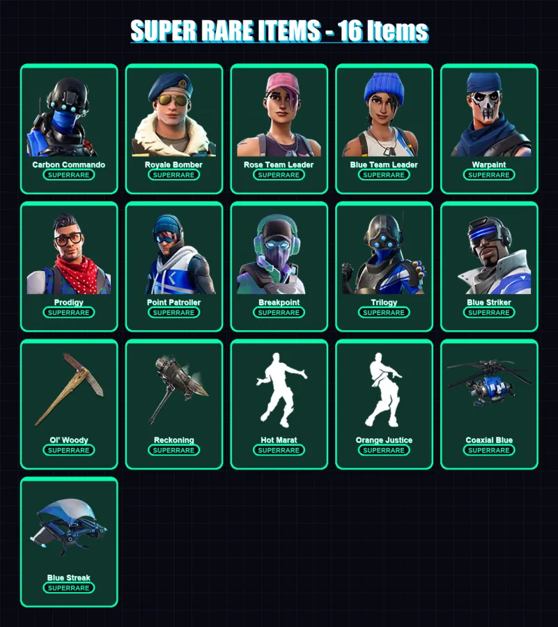 [PS4/PS5/XBOX/PC] | Carbon Commando | Royale Bomber | Rose Team Leader | 73 skin | Lv747