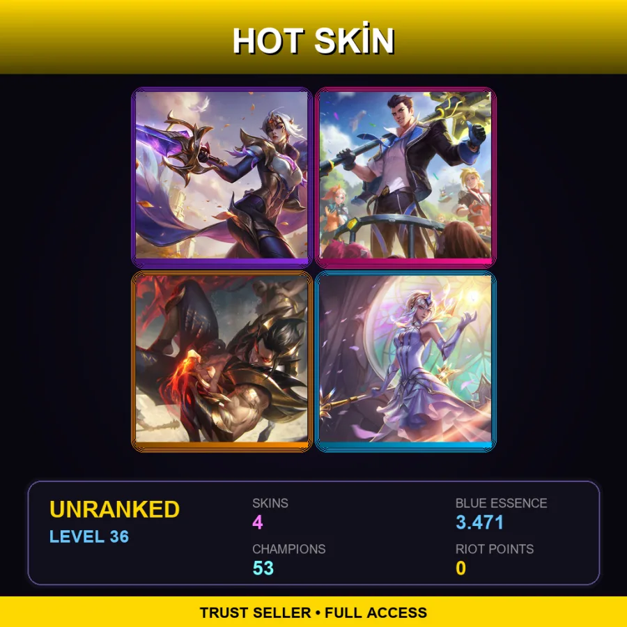 EUW | Lv36 | Unranked | 4 Skin | 53 Champ — Obsidian Dragon Sett
