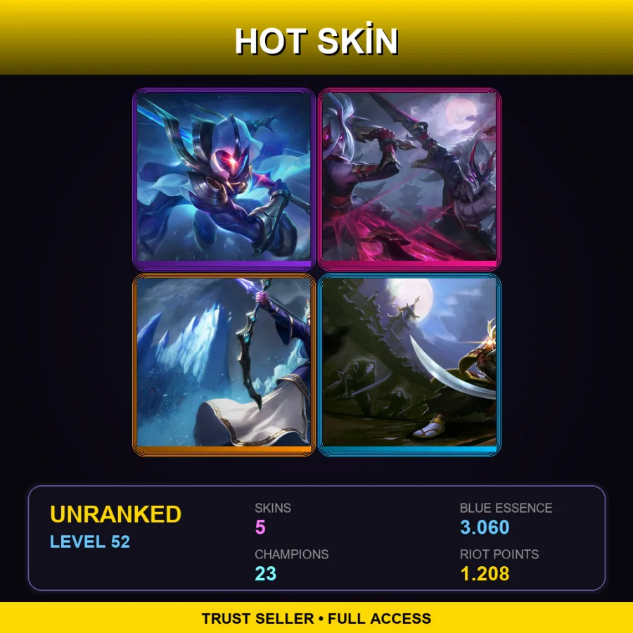 VN | Lv52 | Unranked | 5 Skin | 23 Champ — LoL account
