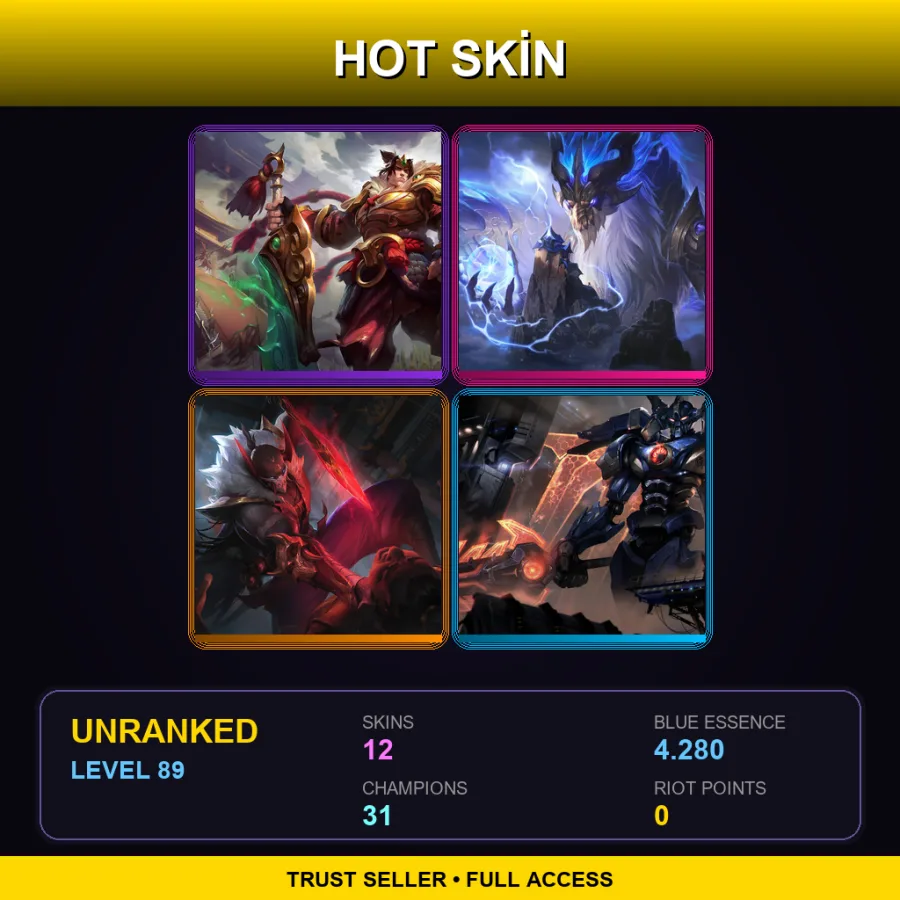 LAN | Lv89 | Unranked | 12 Skin | 31 Champ
