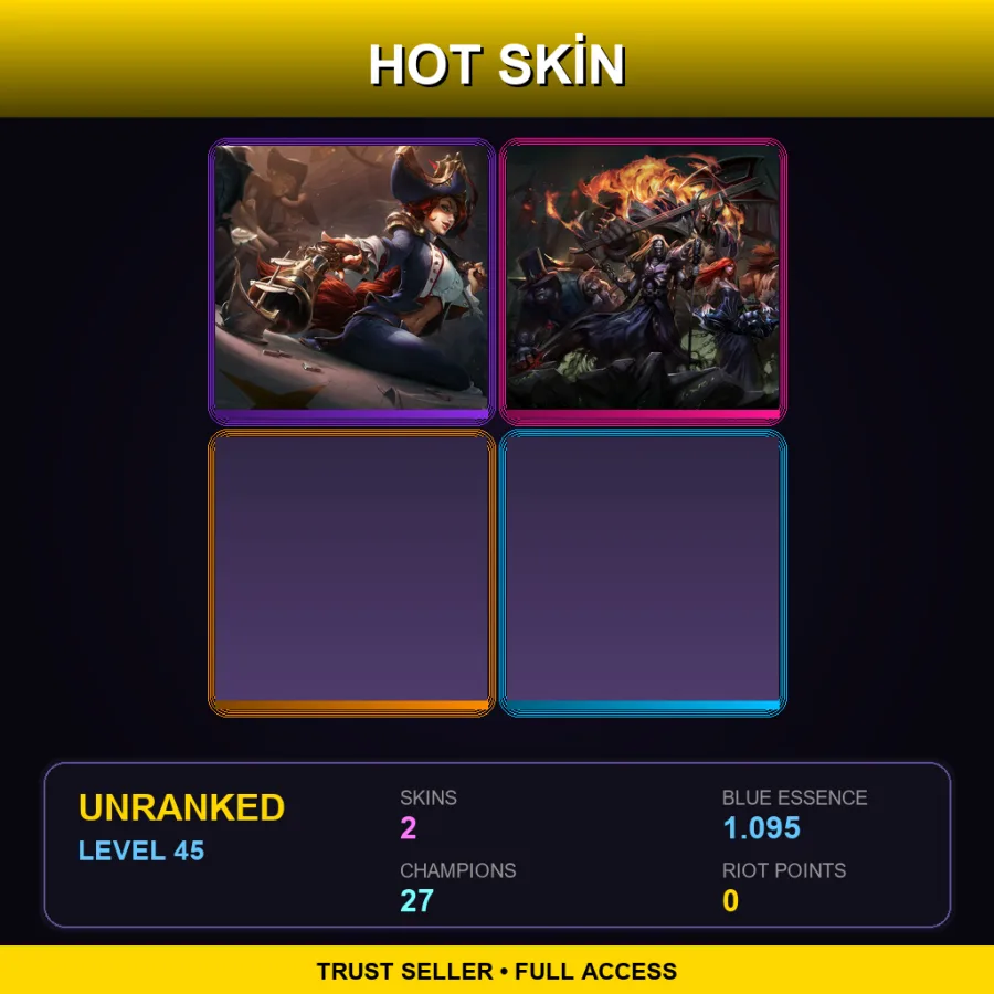 LAS | Waterloo Miss Fortune | Pentakill Mordekaiser | 2 Skin | 27 Champ | Lv45